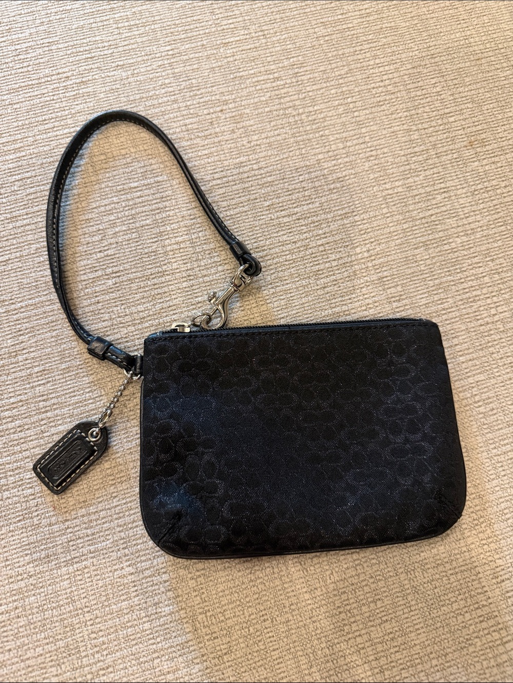 COACH Black Signature Jacquard Wristlet